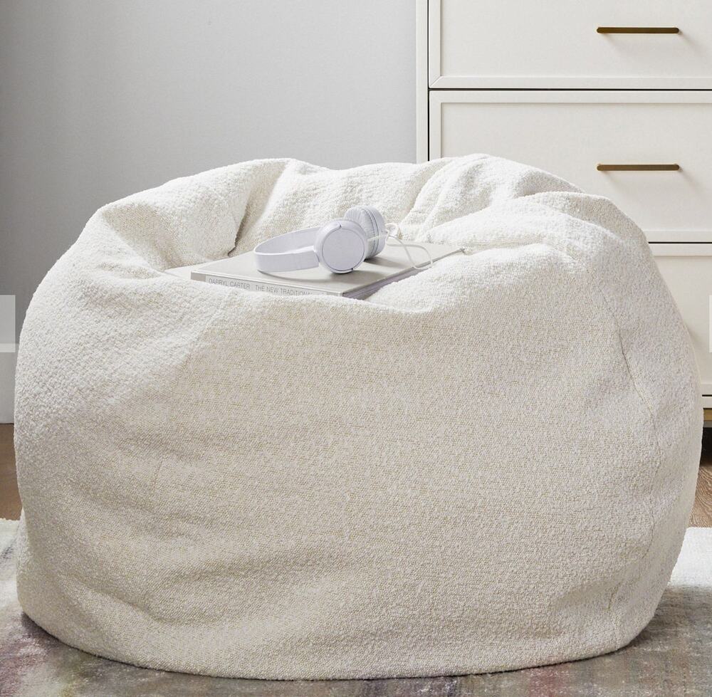 Pottery Barn Teen Lg 41" Chunky Boucle Bean Bag Cover - Ivory White NEW SEALED